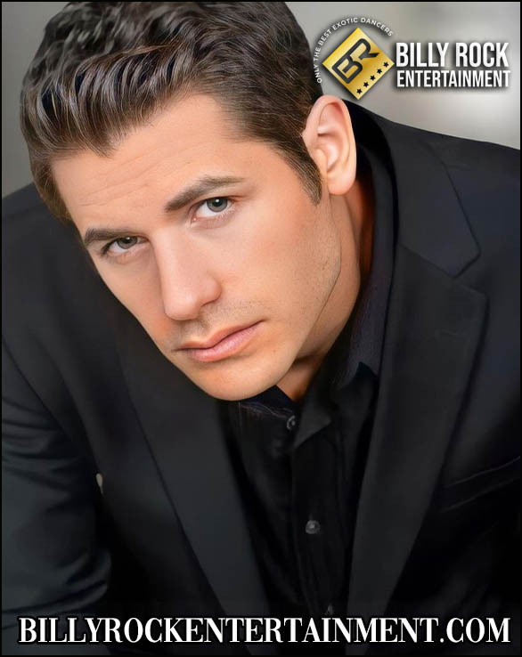 Giovanni, male stripper in formal wear, headshot.