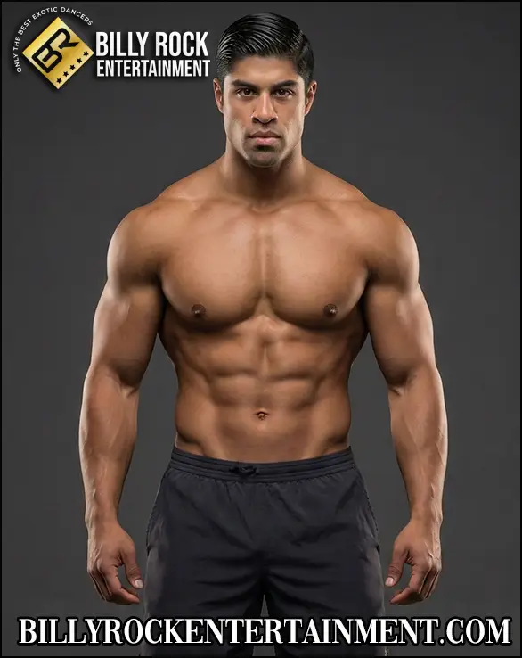 Karamel male entertainer athletic physique studio photo for bachelorette party