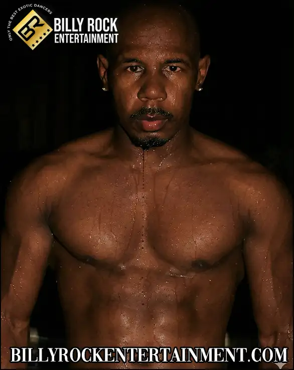 Temptation male entertainer close-up with athletic build